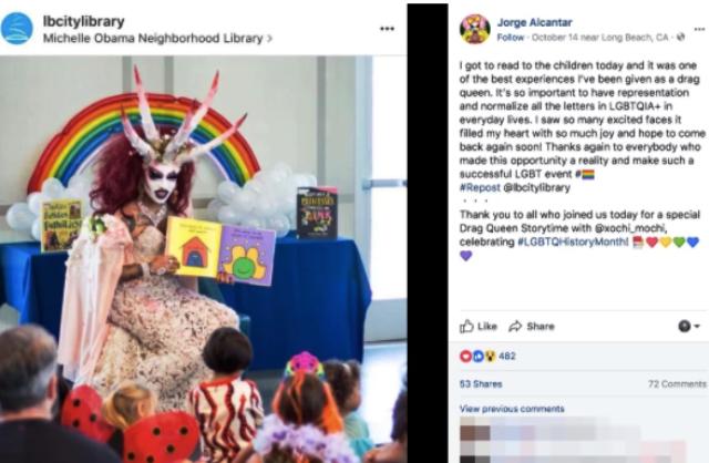 Permiten que drag queen vestida de demonio cuente historias a niños