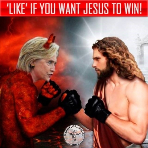 Anuncio ruso en Facebook mostró a Hillary Clinton como Satanás luchando contra Jesús