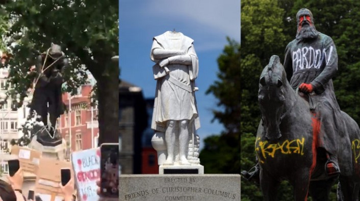 Manifestantes destruyen estatuas racistas en EE.UU y Europa